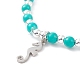 Natural Howlite Beaded Stretch Bracelet with 304 Stainless Steel Seahorse Charms BJEW-JB08297-03-4