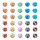 Spritewelry 200 個 10 色塗装ガラス ビーズ 連売り  木の模様  ラウンド  ミックスカラー  8x7.5~8.5mm  穴：1.4mm  20個/カラー GLAA-SW0001-03-3