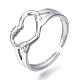 304 anello polsino aperto a cuore in acciaio inossidabile RJEW-N040-23-1