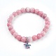 Natural Pink Opal Charm Bracelets BJEW-L647-04-1
