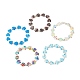 Bracelet extensible fait main millefiori au chalumeau et perles de coeur en alliage BJEW-JB08042-1
