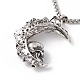 Alloy Crescent Moon with Skull Pendant Necklace with 304 Stainless Steel Box Chains NJEW-C007-05AS-3
