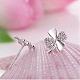 Real Platinum Plated Brass Four Leaf Clover Stud Earrings EJEW-EE0001-231-7