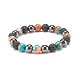 Natural Lava Rock & Synthetic Hematite & Ocean White Jade(Dyed) Round Beaded Stretch Bracelet BJEW-JB07972-02-1