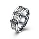 メンズチタンスチールフィンガー指輪  ワイドバンドリング  ホワイト  プラチナ  usサイズ10（19.8mm） RJEW-BB27567-A-10-1