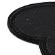 コンピューター化された刺繡模造皮革自己粘着パッチ  パッチにこだわる  マスクと衣装のアクセサリー  アップリケ  ハート  ブラック  37x40.5x1.5mm DIY-G031-01B-3