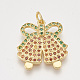 Ciondoli in ottone con zirconi cubici e orecchini a bottone e anelli regolabili set di gioielli SJEW-S043-02-6