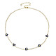 Cubic Zirconia Classic Tennis Necklace with Flower Links NJEW-N048-01A-1