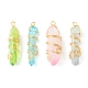 4 pendentif en cristal de quartz naturel galvanisé de 4 couleurs. PALLOY-TA00068-1