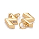 Brass Micro Pave Clear Cubic Zirconia Charms KK-Z023-15G-3