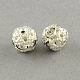 Perle tonde di strass in ottone placcato color argento RB-R031-35-1