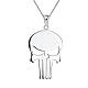 Fashion Silver Plated Brass Cable Chain Skull Pendant Necklace NJEW-BB00372-1