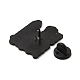プログラマー コード ワード エナメル ピン  衣服のバックパックのための電気泳動の黒い合金のブローチ  ティール  26x30x1.5mm JEWB-I022-08A-3