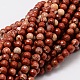 Faceted Round Natural Red Jasper Bead Strands G-L437-40-6mm-1