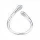 Brass Teardrop Open Cuff Ring for Women RJEW-T001-90P-2