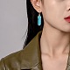 Boucles d'oreilles pendantes balle turquoise synthétique EJEW-PH01406-02-4