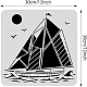 BENECREAT Sailboat PET Plastic Drawing Templates 11.8x11.8 Inch/30x30cm Moon Seagull Template Stencil for Scrabooking Card Making DIY-WH0172-489-2