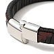 Bracelet cordon rectangle tressé en cuir avec 304 fermoirs magnétiques en acier inoxydable pour homme femme BJEW-C021-03-5