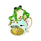 Frog with Lotus Enamel Pin with Rhinestone JEWB-D011-02KCG-1