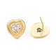 Clear Cubic Zirconia Heart Stud Earrings EJEW-L231-69G-2