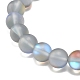 Bracelet extensible perlé rond en pierre de lune synthétique avec strass BJEW-JB07875-6
