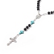 Collar de cuentas de rosario de piedra de lava natural y turquesa verde sintética NJEW-TA00041-02-3