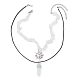2-teiliges Halsketten-Set mit 2 Opalit-Kugel- und Legierungs-Sonnenanhängern NJEW-JN04514-01-3