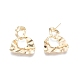 Brass Twist Half Round Dangle Stud Earrings for Women EJEW-G309-02G-2