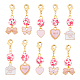 AHANDMAKER 10 Pcs Pink Love Heart Keychain HJEW-PH0001-57-1