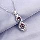 Silver Plated Brass Cubic Zirconia Oval Pendant Necklaces NJEW-BB03590-B-3