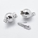 Rhodium Plated 925 Sterling Silver Box Clasps STER-F037-017P-8mm-3