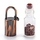 ガラスローラーボトル  ナチュラルレッドジャスパーローラーボールとチップ付き  エッセンシャルオイルの香水瓶  赤銅真鍮のボトルキャップ  62.5x16mm  穴：10x14mm  丸カン：8x1ミリ G-F701-01A-2