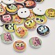 Flat Round with Owl Dyed 2-Hole Printed Wooden Buttons X-BUTT-P010-10A-1