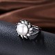 エレガントな真鍮のシェルパールの指の指輪  花  ガンメタ色  usサイズ6（16.5mm） RJEW-BB23131-6-5