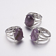 Natural Amethyst Wide Band Finger Rings RJEW-K224-A20-3