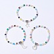 Bracelets enfants stretch yeux de chat et perles de verre BJEW-JB04204-M-1