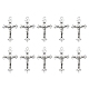 10 pendentif en alliage de zinc de style tibétain., crucifix croix, religion, argent antique, 37x22x2.5mm, Trou: 2mm