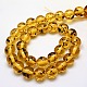 Buddhist Jewelry Beaded Findings Resin Imitation Amber Round Bead Strands RESI-L002-6mm-G01-3
