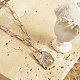 ステンレス鋼の女の子の形のペンダントネックレス  模造真珠ビーズ  ステンレス鋼色  17.72インチ（45cm） WT7593-2-2