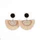 Raffia Tassel Dangle Earrings Studs EJEW-JE03069-01-1