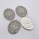 Antique Silver Plated Alloy Oval Big Pendants ALRI-N021-01-3