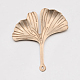 Brass Ginkgo Leaf Pendants KK-O064-RG-2
