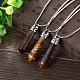 Bullet Natural Tiger Eye Pointed Pendant Necklaces NJEW-BB00018-06-4