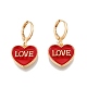 Подвесные серьги с эмалью в форме сердца и надписью love EJEW-N012-108E-2