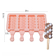 食品グレードのDIY長方形アイスクリームシリコーン型  アイスポップ金型  アイスクリームを作るため  4つの空洞  ライトサーモン  129x180x23mm  内径：69x35mm DIY-D062-07C-6