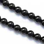 Brins de perles rondes en pierre d'onyx noir naturel, 6mm, Trou: 1mm, Environ 63 pcs/chapelet, 15.7 pouce
