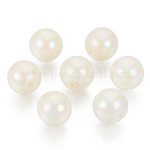 Acrylic Imitation Pearl Beads, AB Color Plated, Round, Creamy White, 15.5x15mm, Hole: 2.5mm