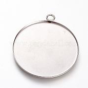 201 Stainless Steel Pendant Cabochon Settings STAS-T004-015