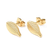 Ion Plating(IP) 304 Stainless Steel Leaf Stud Earrings for Women EJEW-I285-10G