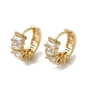 Серьги-кольца из латуни с микропаве из кубического циркония EJEW-L271-19KCG-05